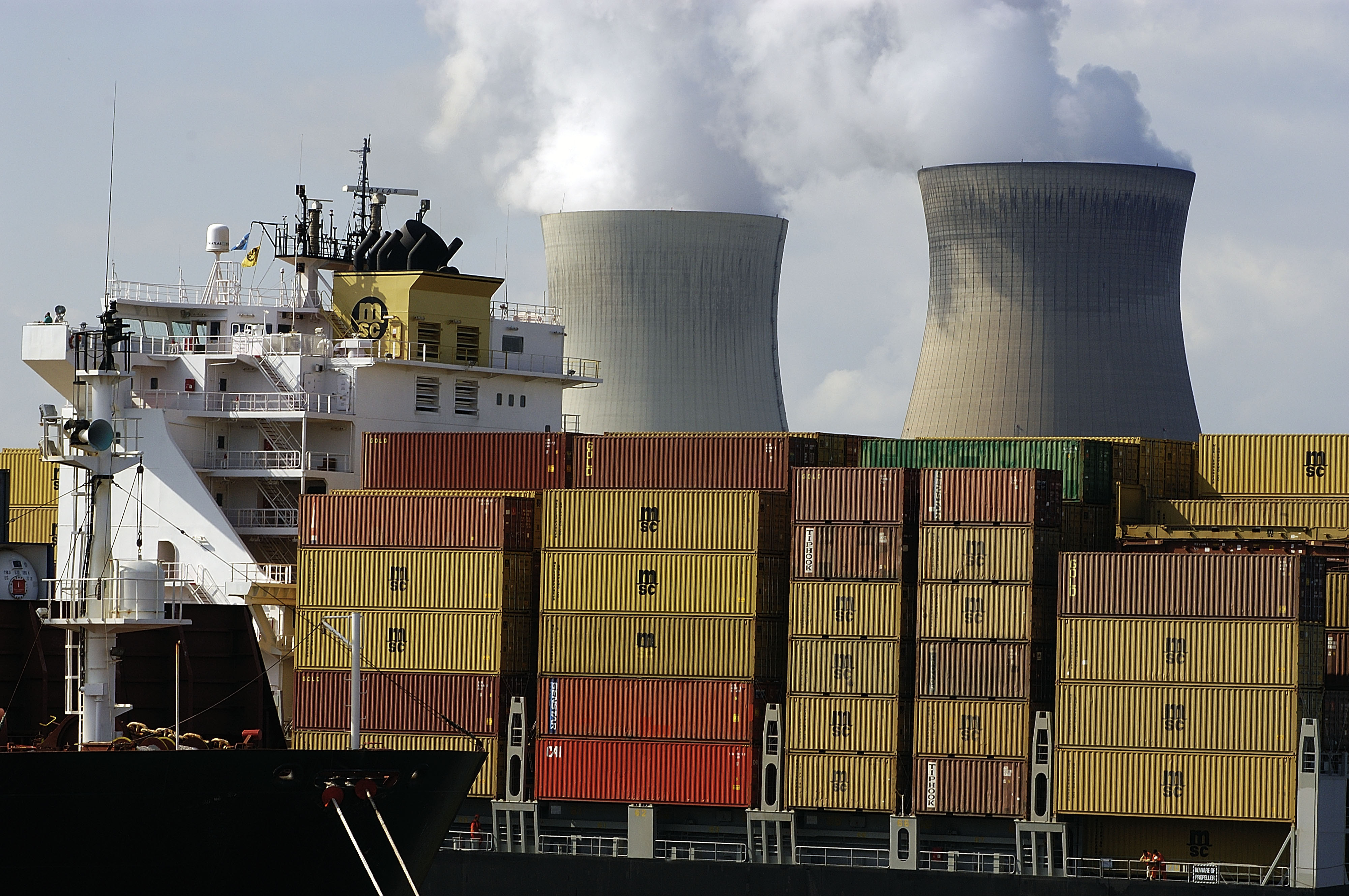 Nuclear plant in the background, Antwerp, Belgium